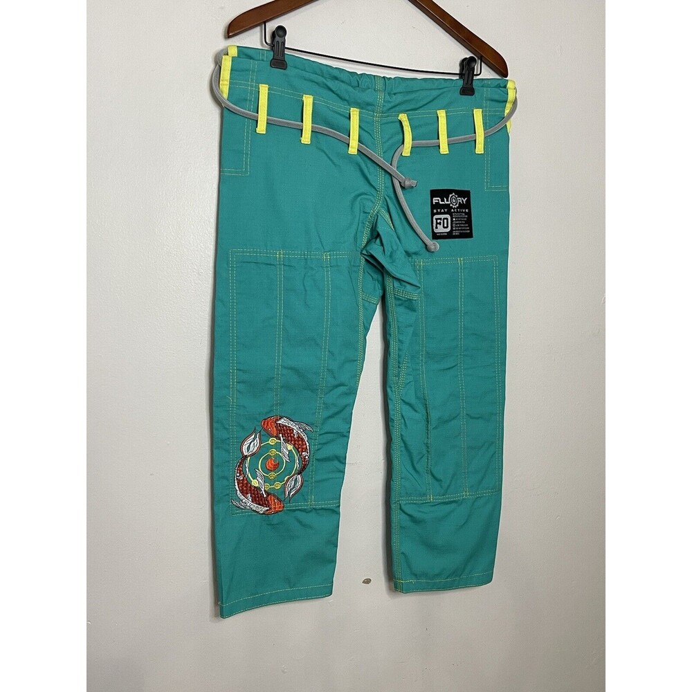 Fluory Stay Active Pink Marital arts Pants One Size Koi Fish Teal Cotton Blend - Picture 2 of 7